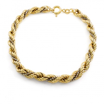 18ct gold 2 tone 7 ins rope Bracelet, 10.2g